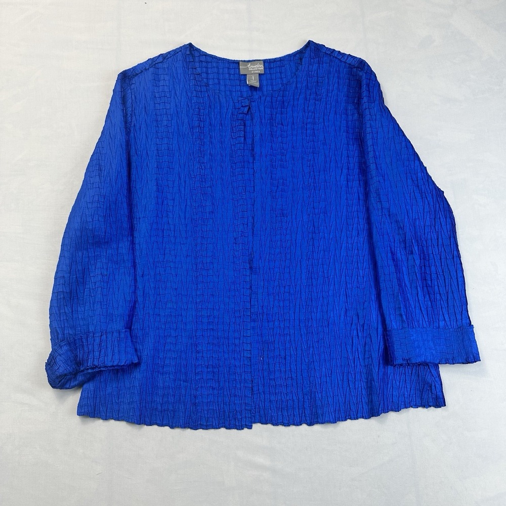 Travelers by Chico's Women's Cobalt Blue Crinkle Jacket Cardigan Size Medium